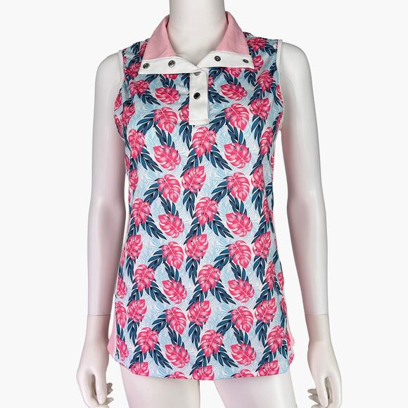 Lohla Sport Tops - NWT LOHLA SPORT "The Sunny Palm" Sleeveless Polo Sport Top (Peony | Size M/L)
